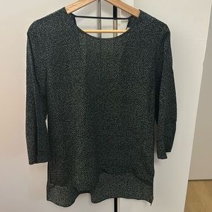 Aritzia WILFRED olive and charcoal low back silk blouse